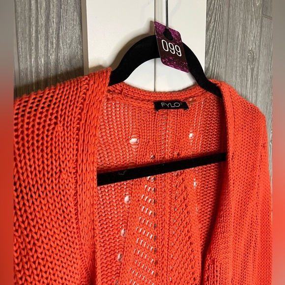 099. FYLO Open Knit waterfall Cardigan size small - Picture 4 of 6